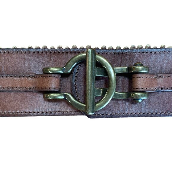 Fossil Leather & Macrame Stretch Belt with Burnished Gold Buckle Womens O/S - Picture 8 of 14